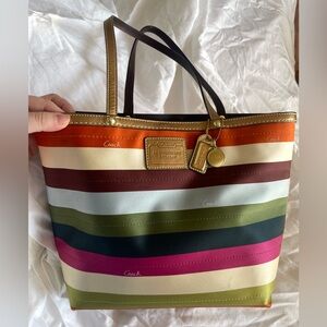 Coach Legacy Stripe 65th Anniversary Shoulder Bag Tote 11126